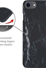 Nomfy Hoesje Geschikt voor iPhone SE 2020 Hoesje Marmeren Case Hardcover Hoes Marmer - Hoesje Geschikt voor iPhone SE (2020) Marmer Hoes - Zwart - 2 PACK