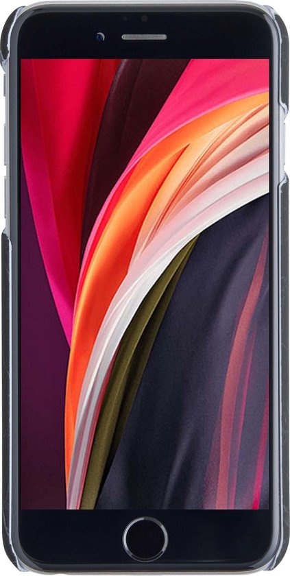 Nomfy Hoesje Geschikt voor iPhone 7/8/SE 2020 Hoesje Marmeren Case Hardcover Hoes Marmer - Hoesje Geschikt voor iPhone 7/8/SE 2020 Marmer Hoes - Zwart - 2 PACK