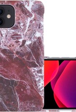 NoXx Hoes Geschikt voor iPhone 11 Hoesje Marmer Back Case Hardcover Marmeren Hoes Marmer - Rood