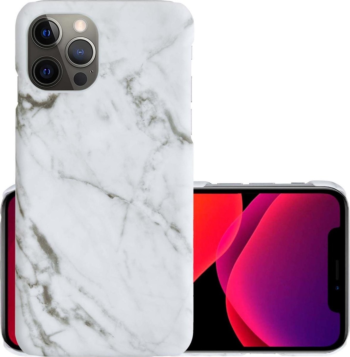 NoXx Hoes Geschikt voor iPhone 11 Pro Hoesje Marmer Back Case Hardcover Marmeren Hoes Marmer - Wit