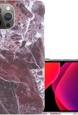 NoXx Hoes Geschikt voor iPhone 11 Pro Max Hoesje Marmer Back Case Hardcover Marmeren Hoes Marmer - Rood