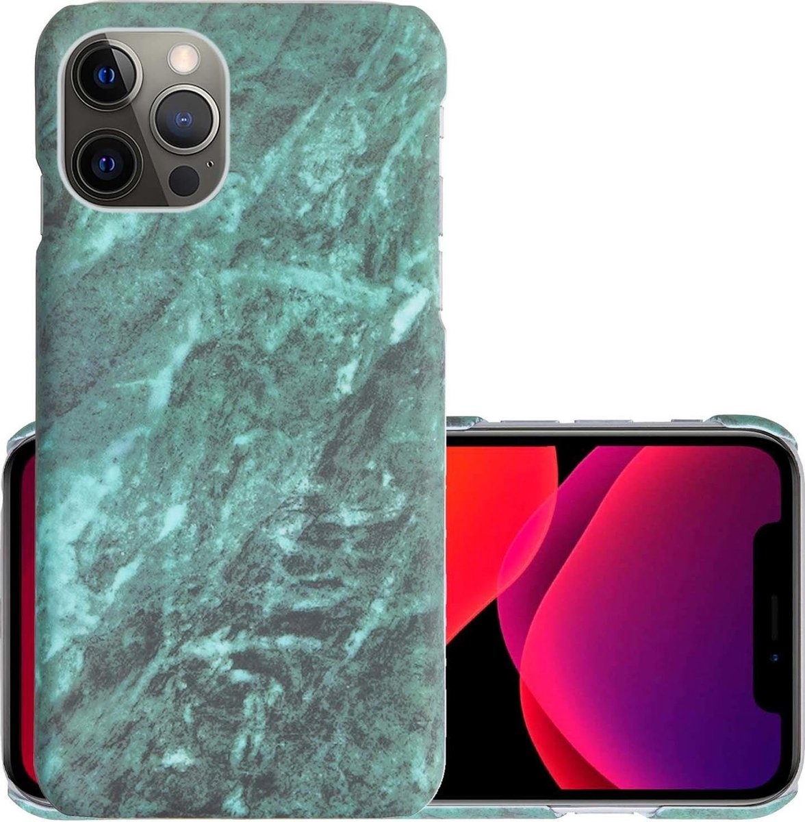NoXx Hoes Geschikt voor iPhone 11 Pro Max Hoesje Marmer Back Case Hardcover Marmeren Hoes Marmer - Groen
