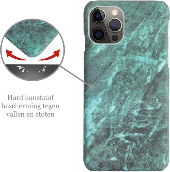 Nomfy Hoesje Geschikt voor iPhone 11 Pro Max Hoesje Marmeren Case Hardcover Hoes Marmer - Hoesje Geschikt voor iPhone 11 Pro Max Marmer Hoes - Groen