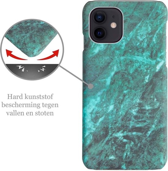 Nomfy Hoesje Geschikt voor iPhone 11 Hoesje Marmeren Case Hardcover Hoes Marmer - Hoesje Geschikt voor iPhone 11 Marmer Hoes - Groen - 2 PACK