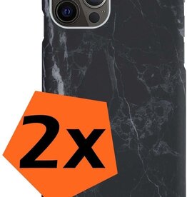 Nomfy Nomfy - 2x - iPhone 11 Pro hoesje marmer - Zwart