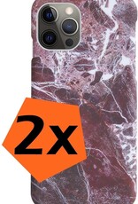 Nomfy Hoesje Geschikt voor iPhone 11 Pro Max Hoesje Marmeren Case Hardcover Hoes Marmer - Hoesje Geschikt voor iPhone 11 Pro Max Marmer Hoes - Rood - 2 PACK