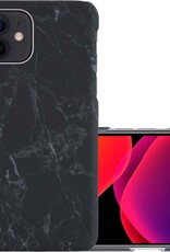 NoXx Hoes Geschikt voor iPhone 12 Hoesje Marmer Back Case Hardcover Marmeren Hoes Marmer - Zwart