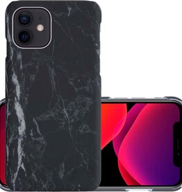NoXx NoXx iPhone 12 hoesje marmer - Zwart