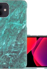NoXx Hoes Geschikt voor iPhone 12 Hoesje Marmer Back Case Hardcover Marmeren Hoes Marmer - Groen