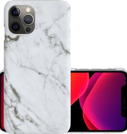 NoXx NoXx iPhone 12 Pro hoesje marmer - Wit