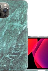 NoXx Hoes Geschikt voor iPhone 12 Pro Max Hoesje Marmer Back Case Hardcover Marmeren Hoes Marmer - Groen