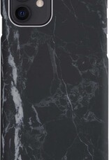 NoXx Hoes Geschikt voor iPhone 12 Hoesje Marmer Back Case Hardcover Marmeren Hoes Marmer - Zwart - 2x