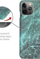 Nomfy Hoesje Geschikt voor iPhone 12 Pro Max Hoesje Marmeren Case Hardcover Hoes Marmer - Hoesje Geschikt voor iPhone 12 Pro Max Marmer Hoes - Groen