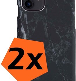Nomfy Nomfy - 2x - iPhone 12 hoesje marmer - Zwart