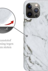 Nomfy Hoesje Geschikt voor iPhone 12 Pro Hoesje Marmeren Case Hardcover Hoes Marmer - Hoesje Geschikt voor iPhone 12 Pro Marmer Hoes - Wit - 2 PACK