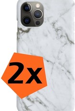 Nomfy Hoesje Geschikt voor iPhone 12 Pro Max Hoesje Marmeren Case Hardcover Hoes Marmer - Hoesje Geschikt voor iPhone 12 Pro Max Marmer Hoes - Wit - 2 PACK