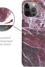Nomfy Hoesje Geschikt voor iPhone 12 Pro Max Hoesje Marmeren Case Hardcover Hoes Marmer - Hoesje Geschikt voor iPhone 12 Pro Max Marmer Hoes - Rood - 2 PACK