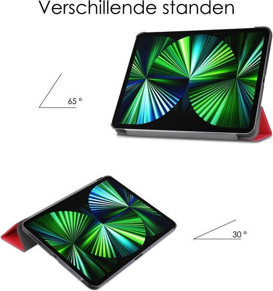 NoXx Hoesje Geschikt voor iPad Pro 2021 (11 inch) Hoesje Case Hard Cover Hoes Book Case - Rood