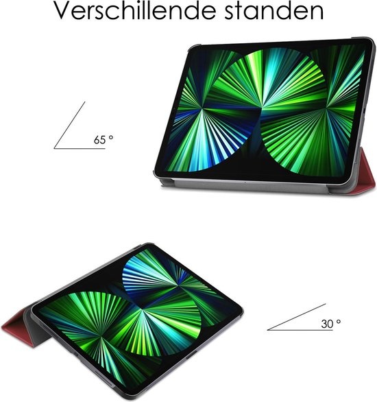 NoXx Hoesje Geschikt voor iPad Pro 2021 (11 inch) Hoesje Case Hard Cover Hoes Book Case - Donkerrood