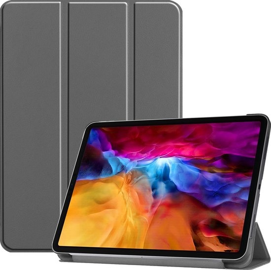 Nomfy Hoes Geschikt voor iPad Pro 2021 (11 inch) Hoes Tri-fold Tablet Hoesje Case - Hoesje Geschikt voor iPad Pro 11 inch (2021) Hoesje Hardcover Bookcase - Grijs