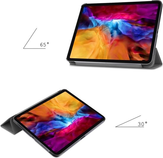 Nomfy Hoes Geschikt voor iPad Pro 2021 (11 inch) Hoes Tri-fold Tablet Hoesje Case - Hoesje Geschikt voor iPad Pro 11 inch (2021) Hoesje Hardcover Bookcase - Grijs