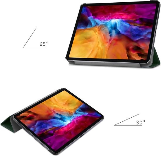 Nomfy Hoes Geschikt voor iPad Pro 2021 (11 inch) Hoes Tri-fold Tablet Hoesje Case - Hoesje Geschikt voor iPad Pro 11 inch (2021) Hoesje Hardcover Bookcase - Donkergroen