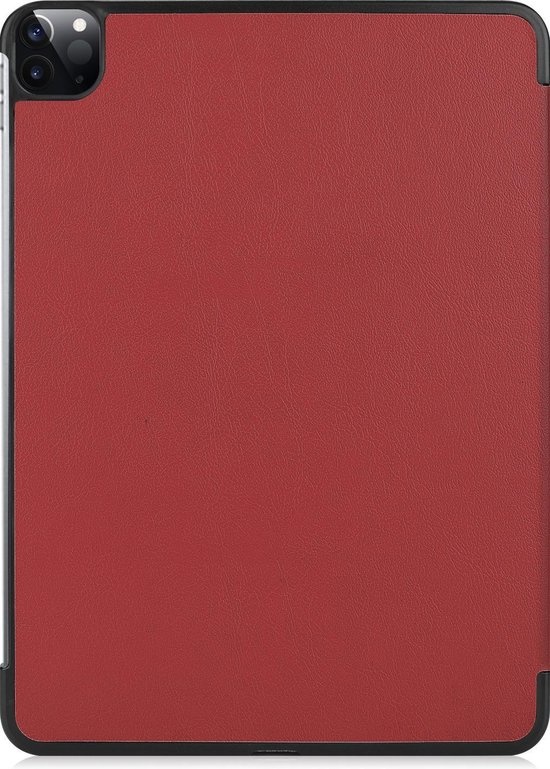 Nomfy Hoes Geschikt voor iPad Pro 2021 (11 inch) Hoes Tri-fold Tablet Hoesje Case - Hoesje Geschikt voor iPad Pro 11 inch (2021) Hoesje Hardcover Bookcase - Donkerrood