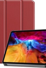 Nomfy Hoes Geschikt voor iPad Pro 2021 (11 inch) Hoes Tri-fold Tablet Hoesje Case - Hoesje Geschikt voor iPad Pro 11 inch (2021) Hoesje Hardcover Bookcase - Donkerrood