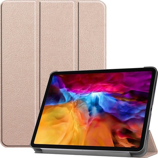 Nomfy Hoes Geschikt voor iPad Pro 2021 (11 inch) Hoes Tri-fold Tablet Hoesje Case - Hoesje Geschikt voor iPad Pro 11 inch (2021) Hoesje Hardcover Bookcase - Goud