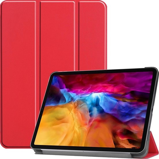 Nomfy Hoes Geschikt voor iPad Pro 2021 (11 inch) Hoes Tri-fold Tablet Hoesje Case - Hoesje Geschikt voor iPad Pro 11 inch (2021) Hoesje Hardcover Bookcase - Rood