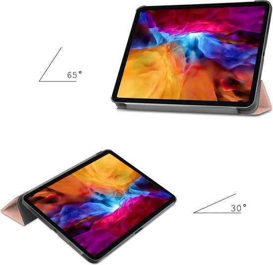 Nomfy Hoes Geschikt voor iPad Pro 2021 (11 inch) Hoes Tri-fold Tablet Hoesje Case - Hoesje Geschikt voor iPad Pro 11 inch (2021) Hoesje Hardcover Bookcase - Rosé goud
