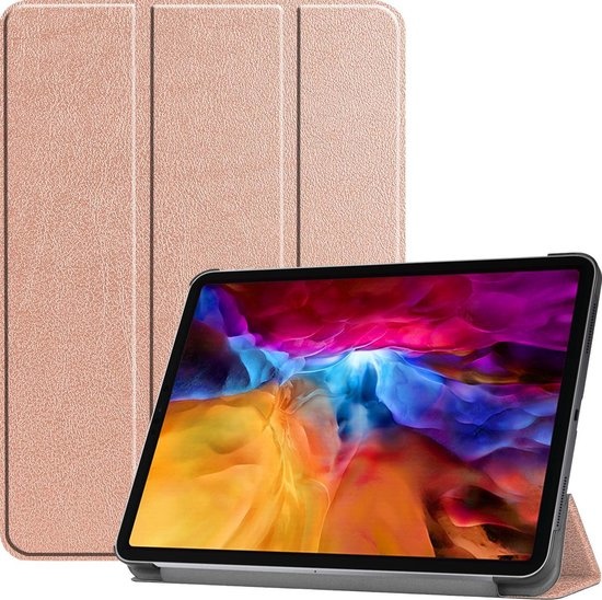Nomfy Hoes Geschikt voor iPad Pro 2021 (11 inch) Hoes Tri-fold Tablet Hoesje Case - Hoesje Geschikt voor iPad Pro 11 inch (2021) Hoesje Hardcover Bookcase - Rosé goud