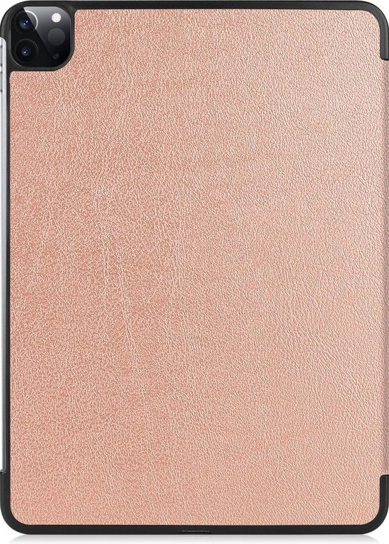 Nomfy Hoes Geschikt voor iPad Pro 2021 (11 inch) Hoes Tri-fold Tablet Hoesje Case - Hoesje Geschikt voor iPad Pro 11 inch (2021) Hoesje Hardcover Bookcase - Rosé goud