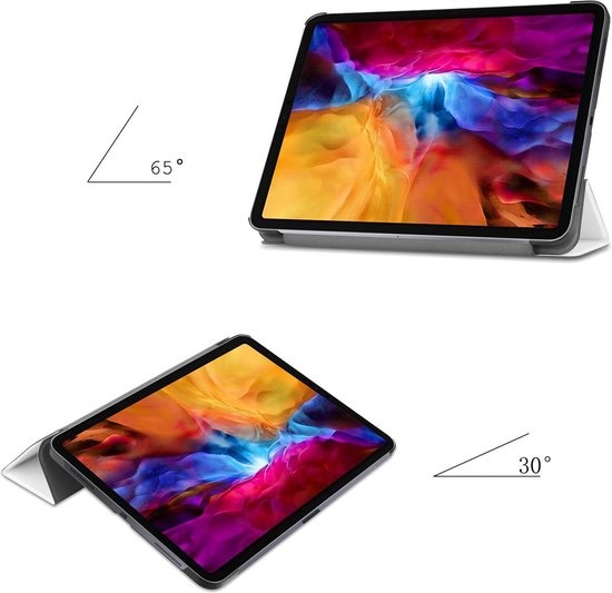 Nomfy Hoes Geschikt voor iPad Pro 2021 (11 inch) Hoes Tri-fold Tablet Hoesje Case - Hoesje Geschikt voor iPad Pro 11 inch (2021) Hoesje Hardcover Bookcase - Wit