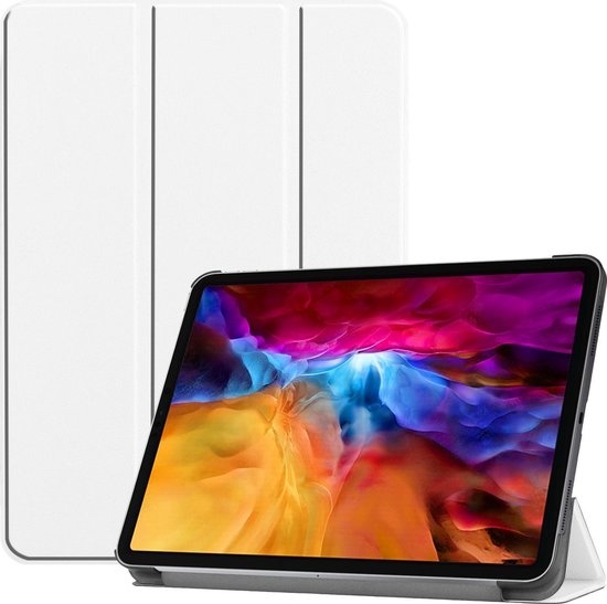 Nomfy Hoes Geschikt voor iPad Pro 2021 (11 inch) Hoes Tri-fold Tablet Hoesje Case - Hoesje Geschikt voor iPad Pro 11 inch (2021) Hoesje Hardcover Bookcase - Wit