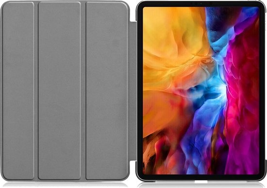 Nomfy Hoes Geschikt voor iPad Pro 2021 (11 inch) Hoes Tri-fold Tablet Hoesje Case - Hoesje Geschikt voor iPad Pro 11 inch (2021) Hoesje Hardcover Bookcase - Donkerroze
