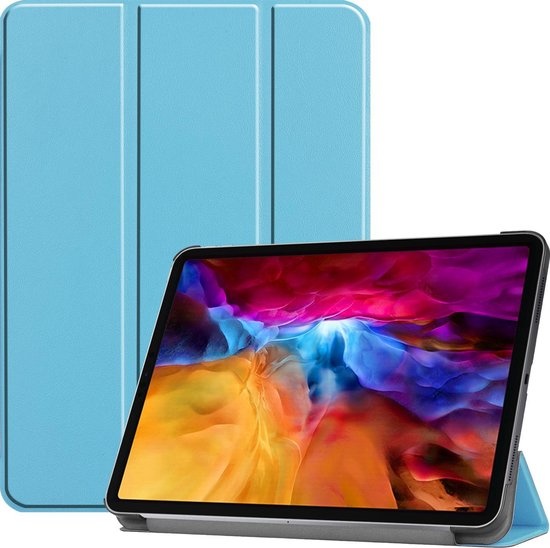 Nomfy Hoes Geschikt voor iPad Pro 2021 (11 inch) Hoes Tri-fold Tablet Hoesje Case - Hoesje Geschikt voor iPad Pro 11 inch (2021) Hoesje Hardcover Bookcase - Lichtblauw