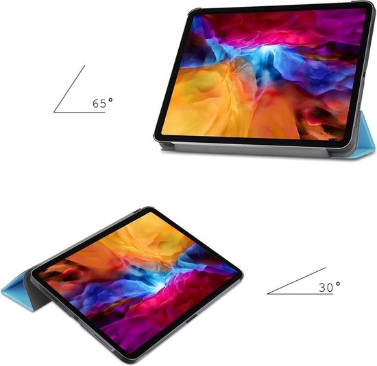 Nomfy Hoes Geschikt voor iPad Pro 2021 (11 inch) Hoes Tri-fold Tablet Hoesje Case - Hoesje Geschikt voor iPad Pro 11 inch (2021) Hoesje Hardcover Bookcase - Lichtblauw