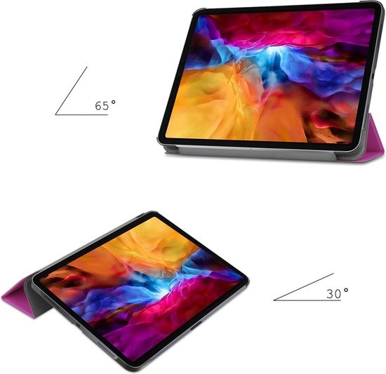 Nomfy Hoes Geschikt voor iPad Pro 2021 (11 inch) Hoes Tri-fold Tablet Hoesje Case - Hoesje Geschikt voor iPad Pro 11 inch (2021) Hoesje Hardcover Bookcase - Paars