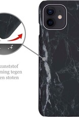 Nomfy Hoesje Geschikt voor iPhone 12 Hoesje Marmeren Case Hardcover Hoes Marmer - Hoesje Geschikt voor iPhone 12 Marmer Hoes - Zwart