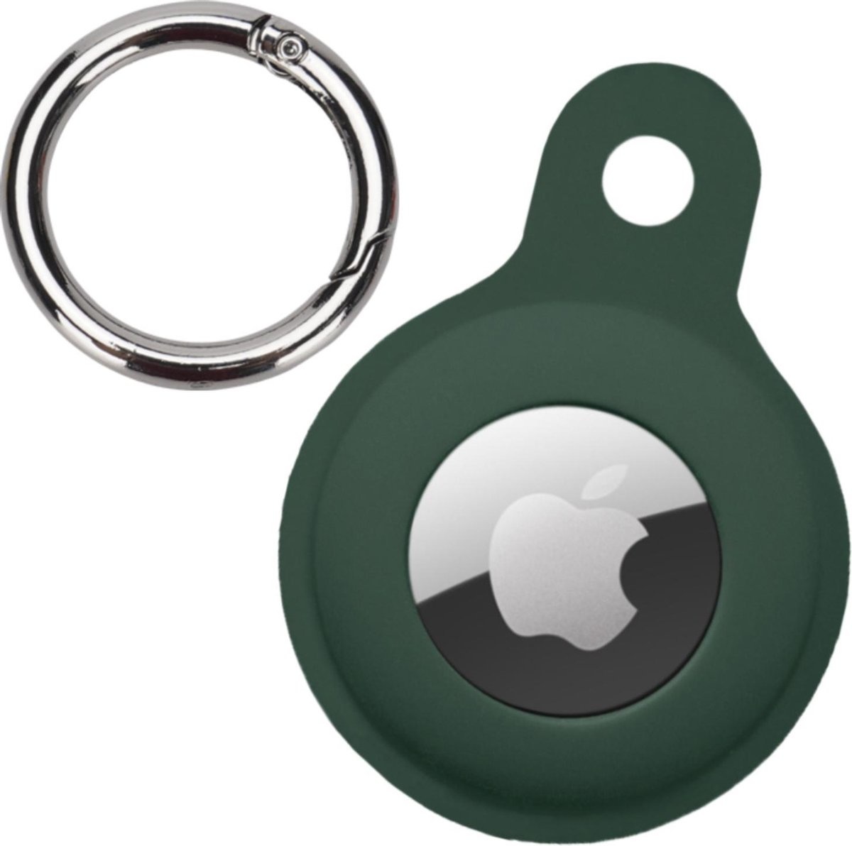NoXx Hoesje Geschikt voor Apple AirTag-Sleutelhanger Houder Siliconen Hoes - Hoes Geschikt voor Apple AirTag Hoesje - Donkergroen