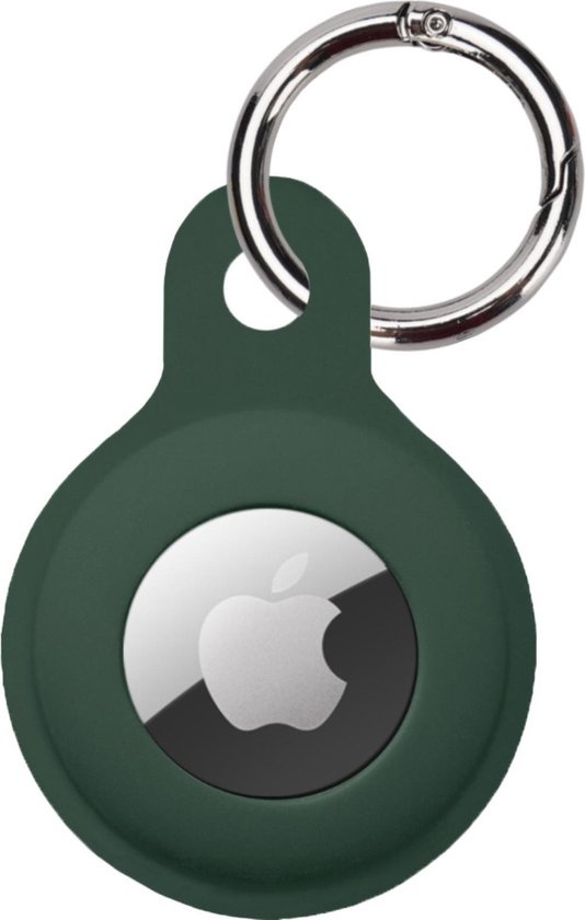 NoXx Hoesje Geschikt voor Apple AirTag-Sleutelhanger Houder Siliconen Hoes - Hoes Geschikt voor Apple AirTag Hoesje - Donkergroen