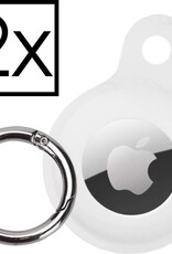NoXx Hoesje Geschikt voor Apple AirTag-Sleutelhanger Houder Siliconen Hoes - Hoes Geschikt voor Apple AirTag Hoesje - Wit - 2x