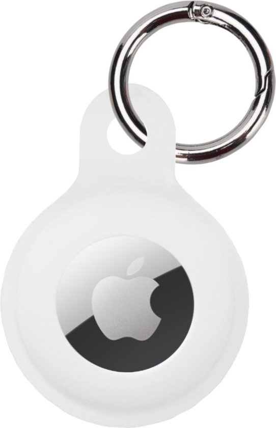 NoXx Hoesje Geschikt voor Apple AirTag-Sleutelhanger Houder Siliconen Hoes - Hoes Geschikt voor Apple AirTag Hoesje - Wit - 2x
