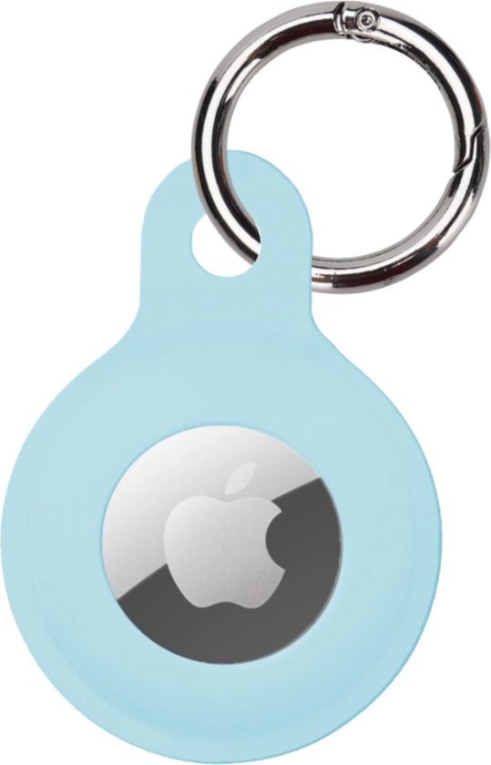 NoXx Hoesje Geschikt voor Apple AirTag-Sleutelhanger Houder Siliconen Hoes - Hoes Geschikt voor Apple AirTag Hoesje - Lichtblauw - 2x