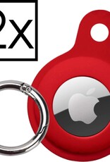 NoXx Hoesje Geschikt voor Apple AirTag-Sleutelhanger Houder Siliconen Hoes - Hoes Geschikt voor Apple AirTag Hoesje - Donkerrood - 2x