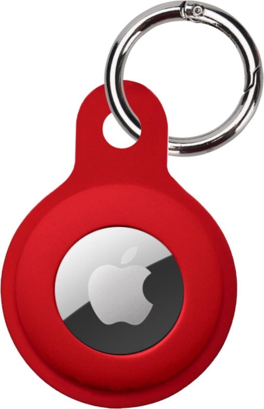 NoXx Hoesje Geschikt voor Apple AirTag-Sleutelhanger Houder Siliconen Hoes - Hoes Geschikt voor Apple AirTag Hoesje - Donkerrood - 2x