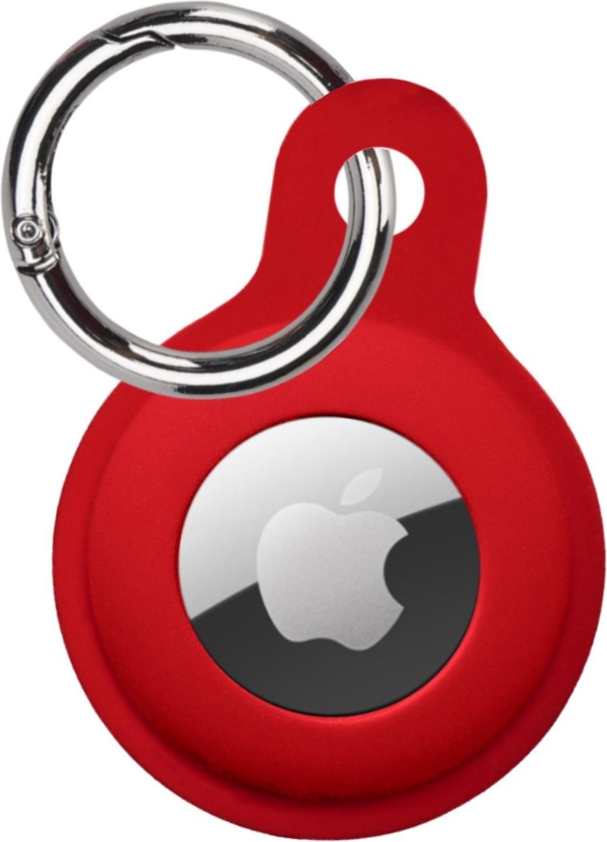 Nomfy Hoesje Geschikt voor Apple AirTag Sleutelhanger Hoes Siliconen Hoesje - Siliconen Hoesje Geschikt voor Apple AirTag-Sleutelhanger Hoesje - Donkerrood