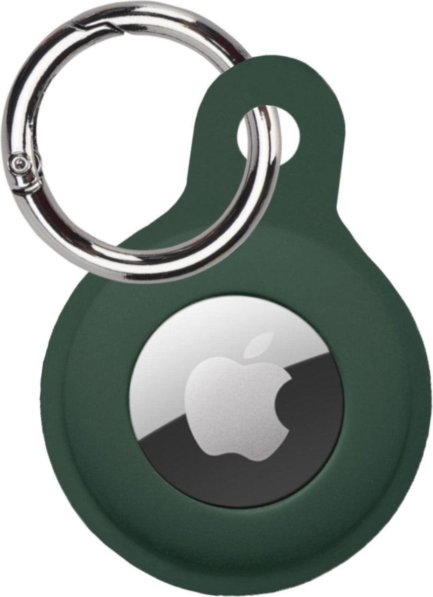 Nomfy Hoesje Geschikt voor Apple AirTag Sleutelhanger Hoes Siliconen Hoesje - Siliconen Hoesje Geschikt voor Apple AirTag-Sleutelhanger Hoesje - Donkergroen