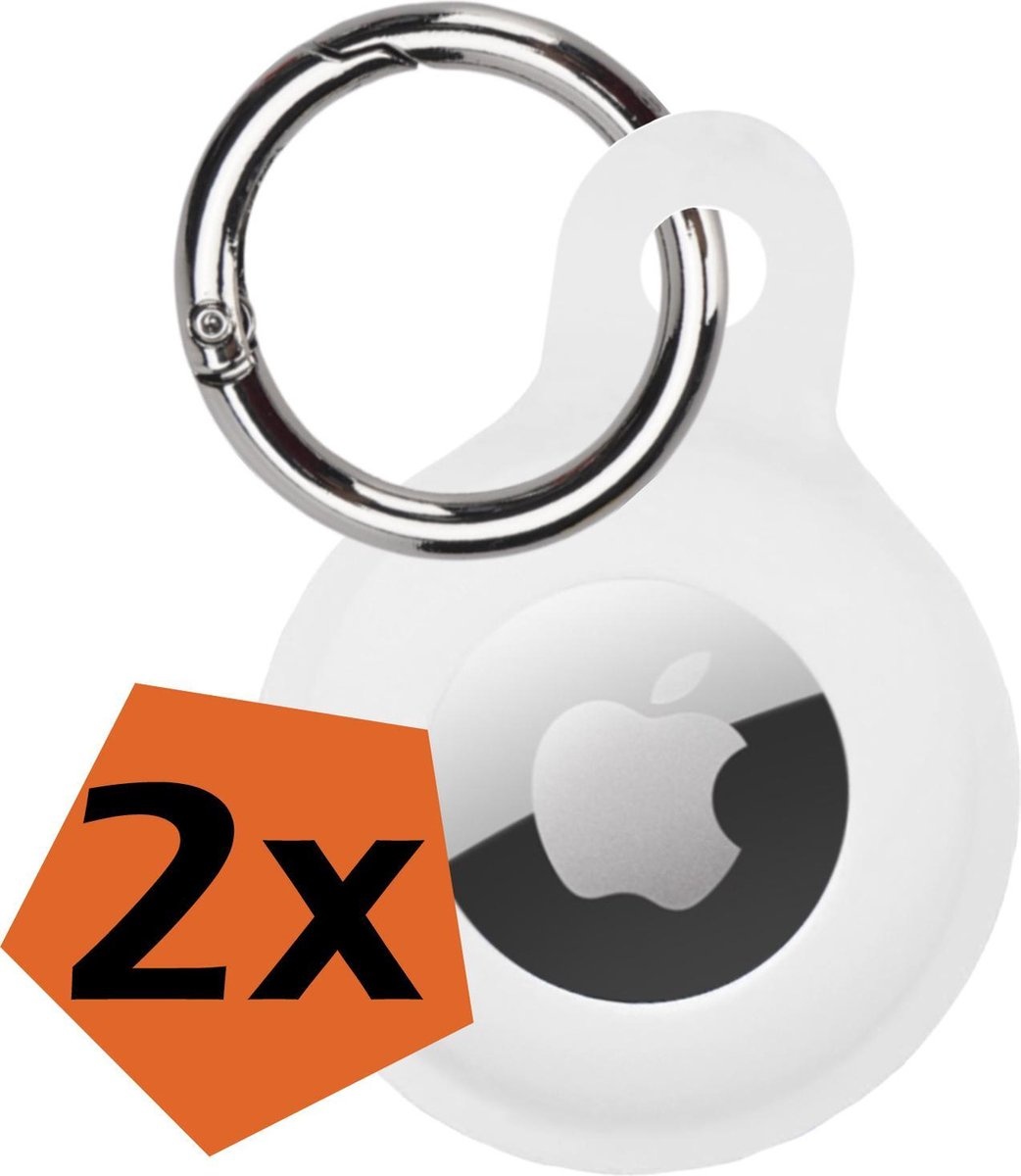 Nomfy Hoesje Geschikt voor Apple AirTag Sleutelhanger Hoes Siliconen Hoesje - Siliconen Hoesje Geschikt voor Apple AirTag-Sleutelhanger Hoesje - Wit - 2 PACK